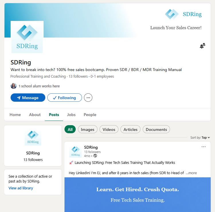SDRing LinkedIn Lander